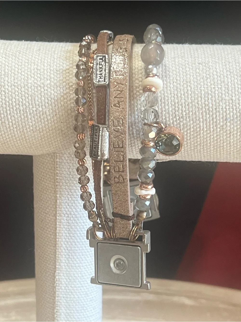 Multi-Strand Leather & Bead Bracelet - Inspirational Detail